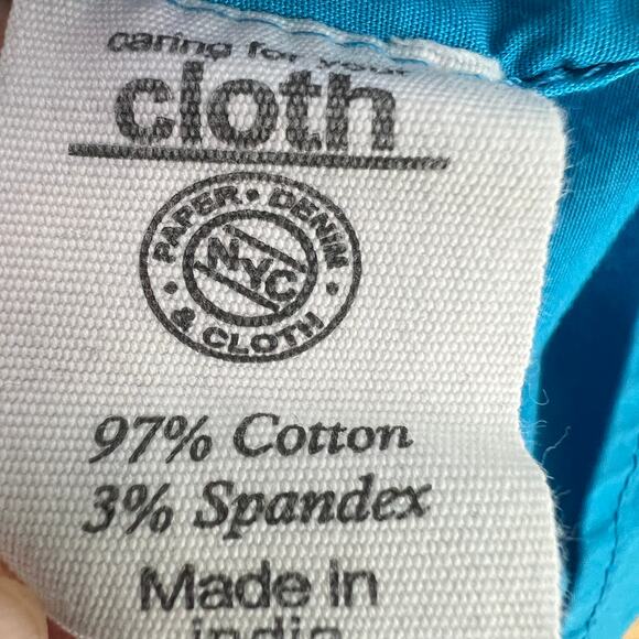 Paper Denim & Cloth Button Down Short Sleeve Women's Blue Shirt Size Medium Slim - Picture 10 of 13